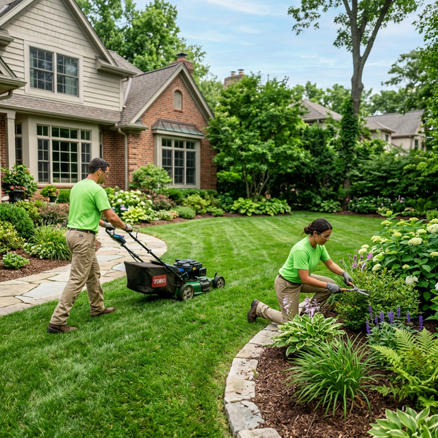 Landscaping team at work
