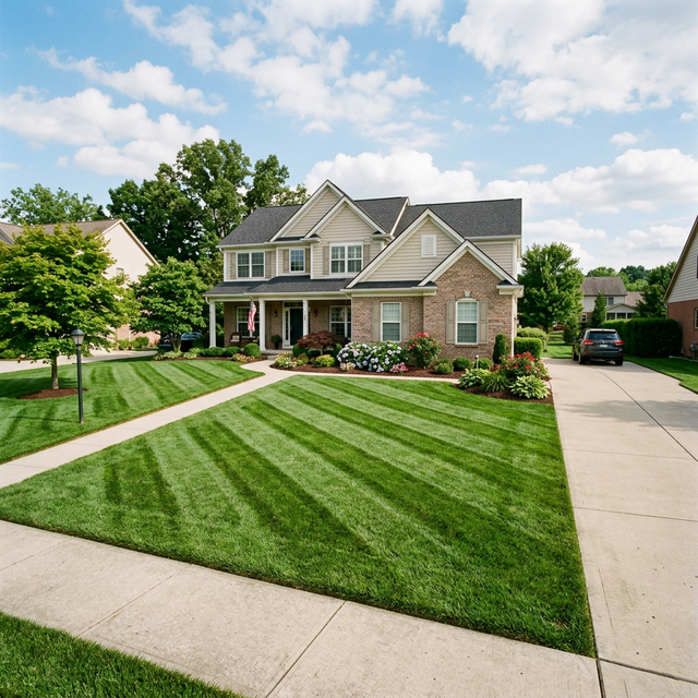 Beautifully manicured residential lawn